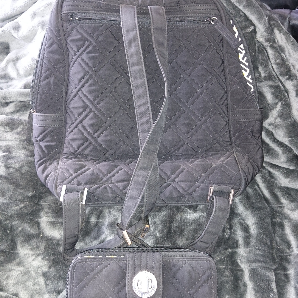 Limited Vera Bradley Black Quilted Backpack and Wallet Set - Picture 5 of 5
